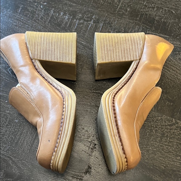 Y2K Bonnibel Tan Heeled Loafers with Chunky Platform - Picture 4 of 10